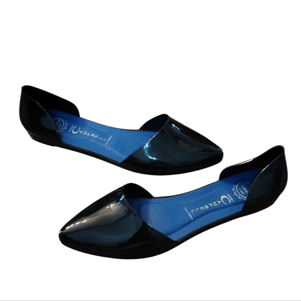 Jeffrey Campbell Havana Jelly Black D'Orsay Flats Slip Ons Size 7
